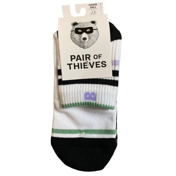 Pair of Thieves Men's Cushion Ankle Socks 3 Pack Shoe Size 6-12 Blk Gray White - Picture 3 of 9